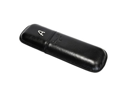 Pouzdro na 2 doutníky Etue Angelo, černé, koženka, 180mm (- -)
