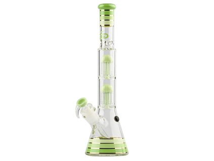 Skleněný bong s perkolací Grace Glass Golden Line Green Stripes, 38cm