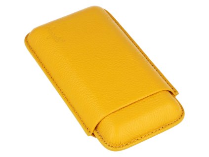 Pouzdro na 3 doutníky Angelo, koženka, 16cm, žluté