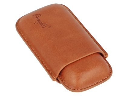 Pouzdro na 2 doutníky Angelo, koženka, 12cm, hnědé