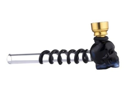 Dýmka 14 cm sklo spirála lebka