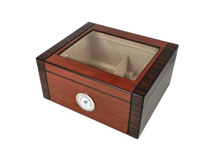 Humidor na doutníky červenohnědý prosklený 25D, 26x22x12cm