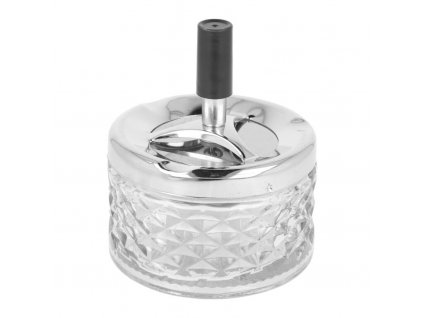 Cigaretový popelník otočný skleněný Angelo Transparent 9,5cm (- -)