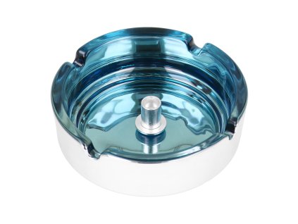 Cigaretový popelník skleněný 10cm modrý (- -)