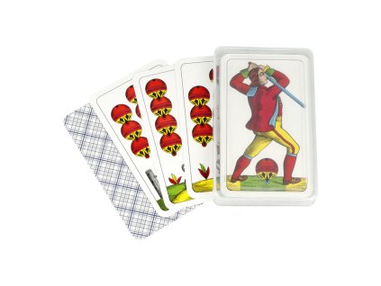 Mariášové karty jednohlavé, káro, plastová krabička