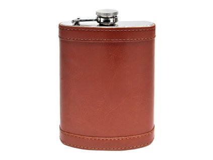 Placatka nerezová, koženka hnědá, 235ml (- -)