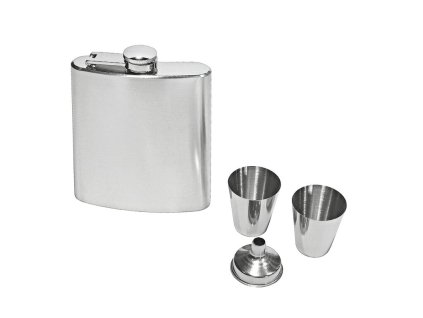 Placatka nerezová s pohárky čistá, 7oz (- -)