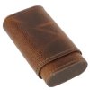 Pouzdro na 3 doutníky Angelo, hnědá kůže antique, 11cm (-- --)