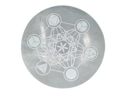 Selenit podložka Posvätná geometria 18 cm