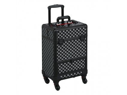 Kosmetický kufr LUXURY 2v1 - černo-černý se zásuvkou