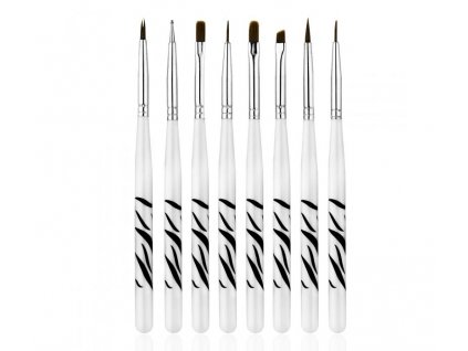 Sada štětců na nehty velká - 8 ks - zebra