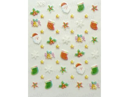 Samolepky na nechty 3D - vianočné V3