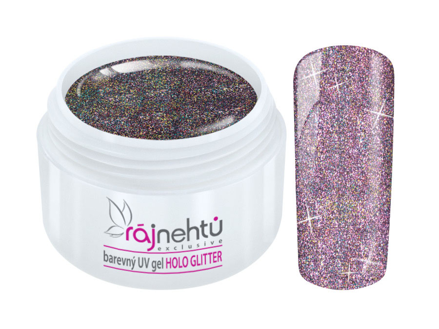 E-shop Ráj nehtů Barevný UV gel HOLO GLITTER 5 ml - Purple