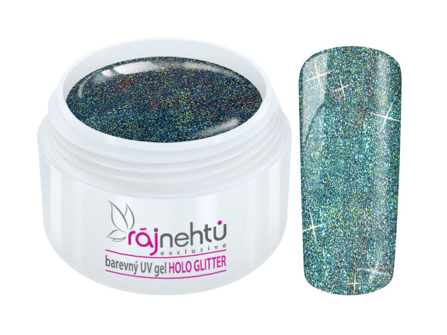 E-shop Ráj nehtů Barevný UV gel HOLO GLITTER 5 ml - Blue