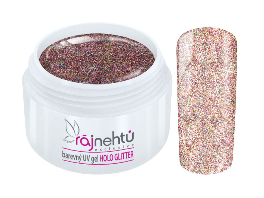 E-shop Ráj nehtů Barevný UV gel HOLO GLITTER 5 ml - Red