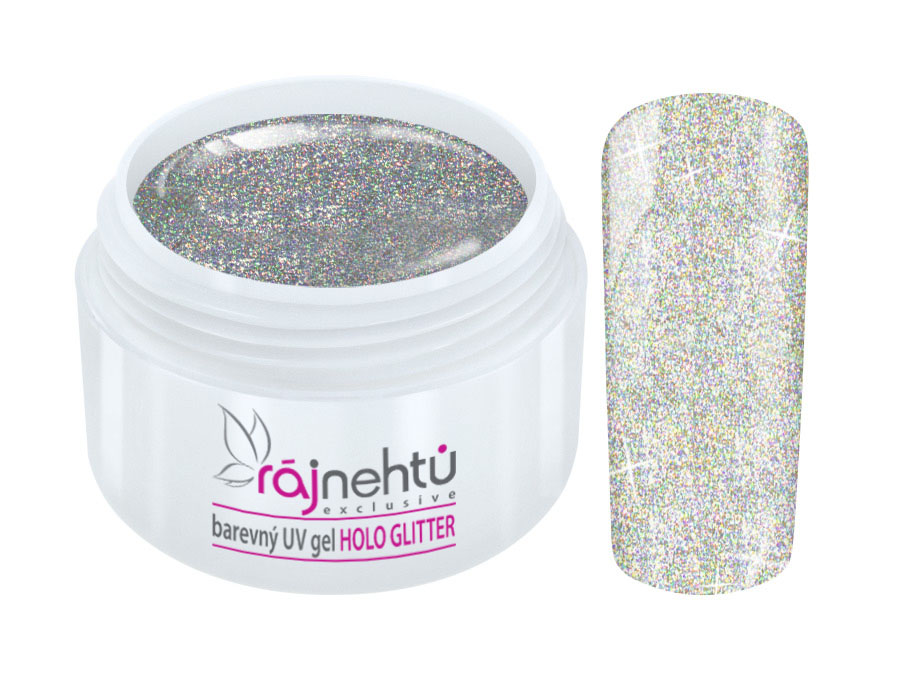 E-shop Ráj nehtů Barevný UV gel HOLO GLITTER 5 ml - Silver