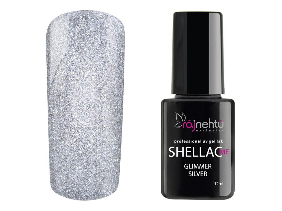 Ráj nehtů UV gel lak Shellac Me 12ml - Glimmer Silver