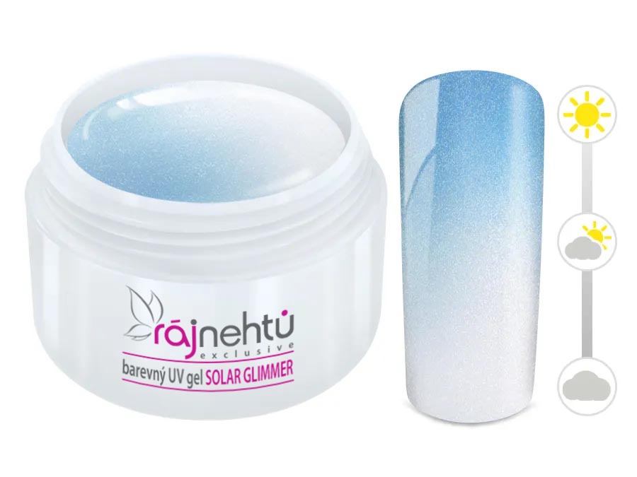 Ráj nehtů Farebný UV gél SOLAR GLIMMER 5 ml - Blue