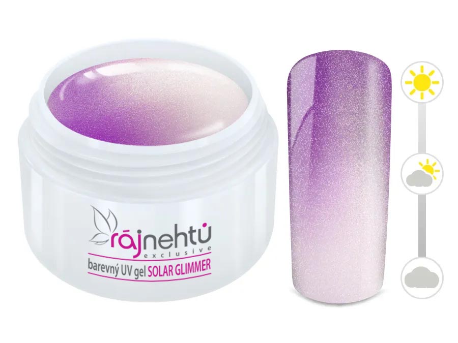 Ráj nehtů Farebný UV gél SOLAR GLIMMER 5 ml - Purple