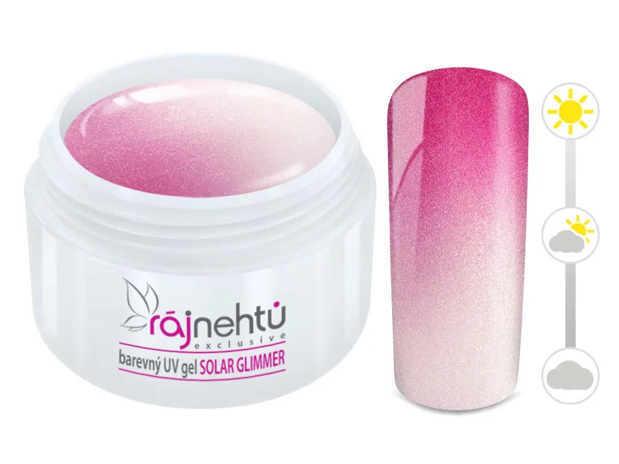 E-shop Ráj nehtů Farebný UV gél SOLAR GLIMMER 5 ml - Magenta