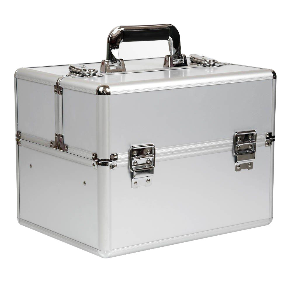 Kozmetický kufrík SENSE - strieborný, hladký