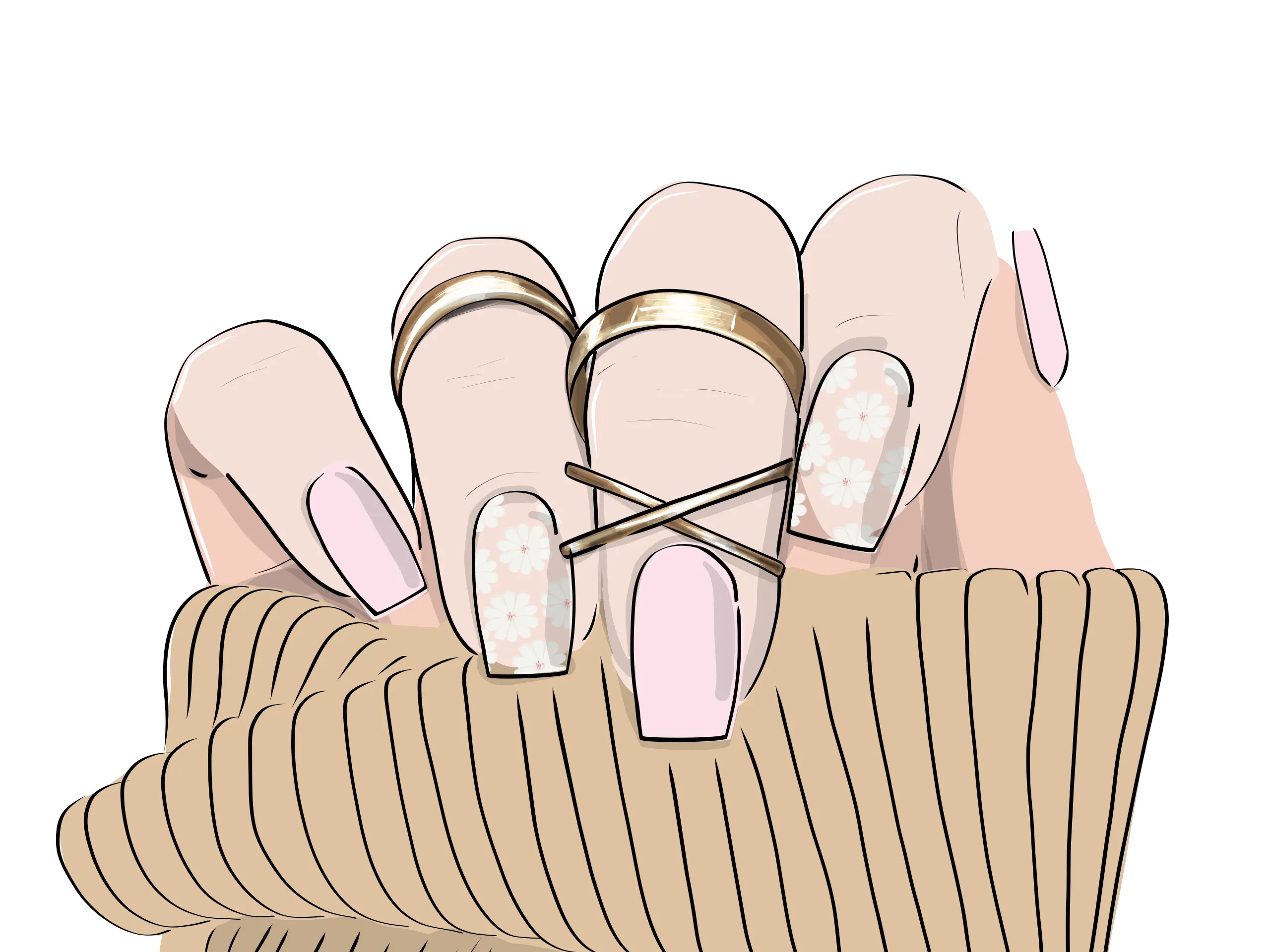 E-shop Quick Nails gélové nálepky - Blushing Daisy
