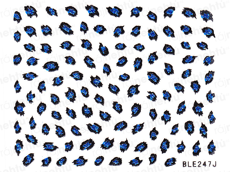Samolepky na nechty - modré, leopard
