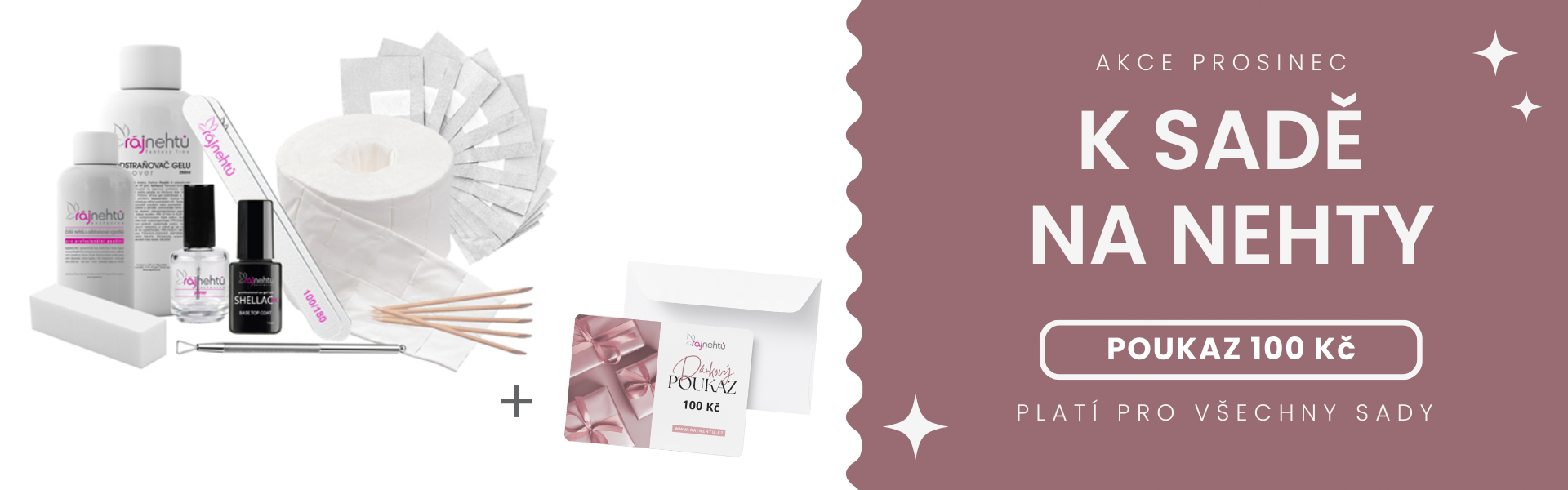 Akce sady na nehty + poukaz 100 Kč jako dárek