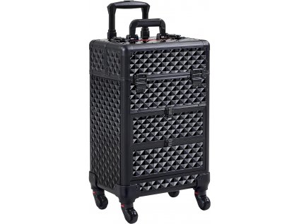 Kosmetický kufr LUXURY 3v1 - černo-černý se dvěma zásuvkami