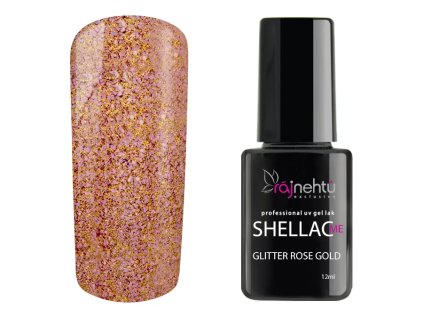 UV gel lak Shellac Me 12ml - Glitter Rose Gold