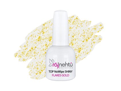 UV gel lak TOP NoWipe Shiny Flakes Gold 15ml
