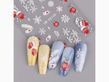 Samolepky na nehty 5D - Vánoční D108