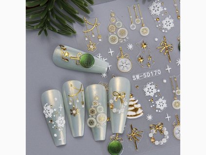 Samolepky na nehty 5D - Vánoční D170