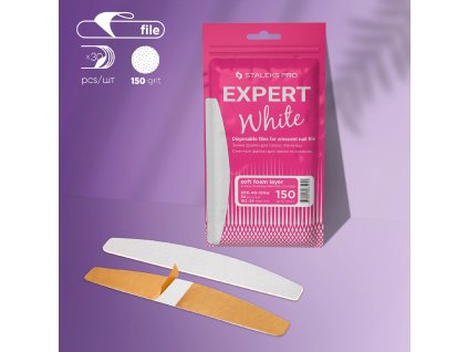 Bílé jednorázové pilníky půlměsíc EXPERT 150 (30 ks)