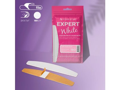Bílé jednorázové pilníky půlměsíc EXPERT 180 (30 ks)