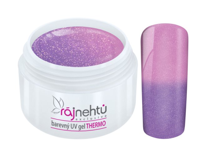 Ráj nehtů - Barevný UV gel THERMO - violet/pink glimmer - 5 ml