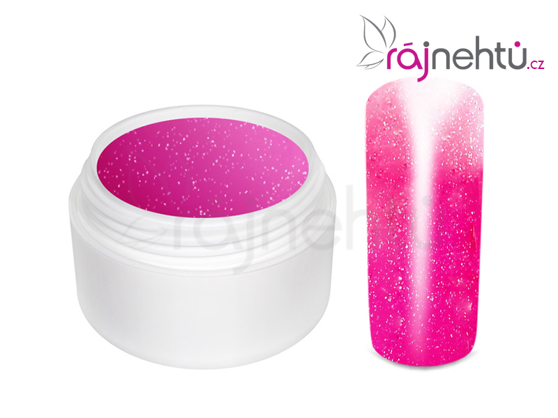 Levně Ráj nehtů - Barevný UV gel THERMO - magenta/pink metal - 5 ml
