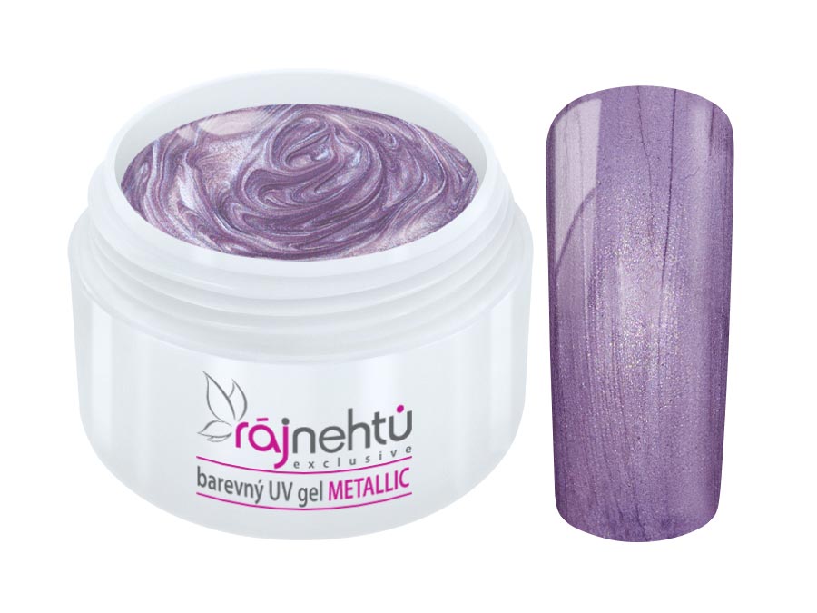 Levně Ráj nehtů Barevný UV gel METALLIC - Lavender 5ml