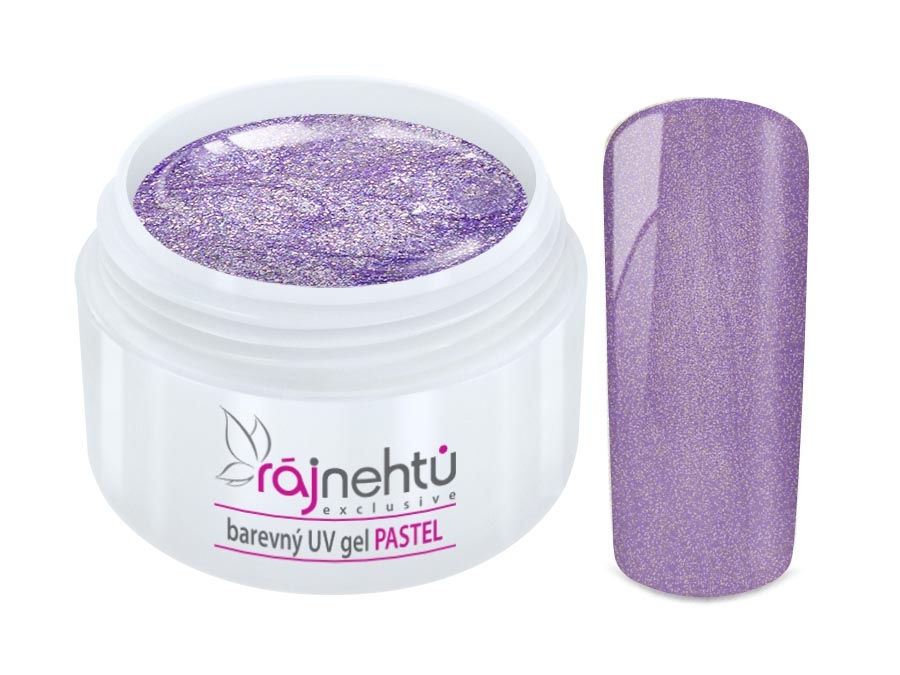 Levně Ráj nehtů Barevný UV gel PASTEL GLIMMER - Purple 5ml