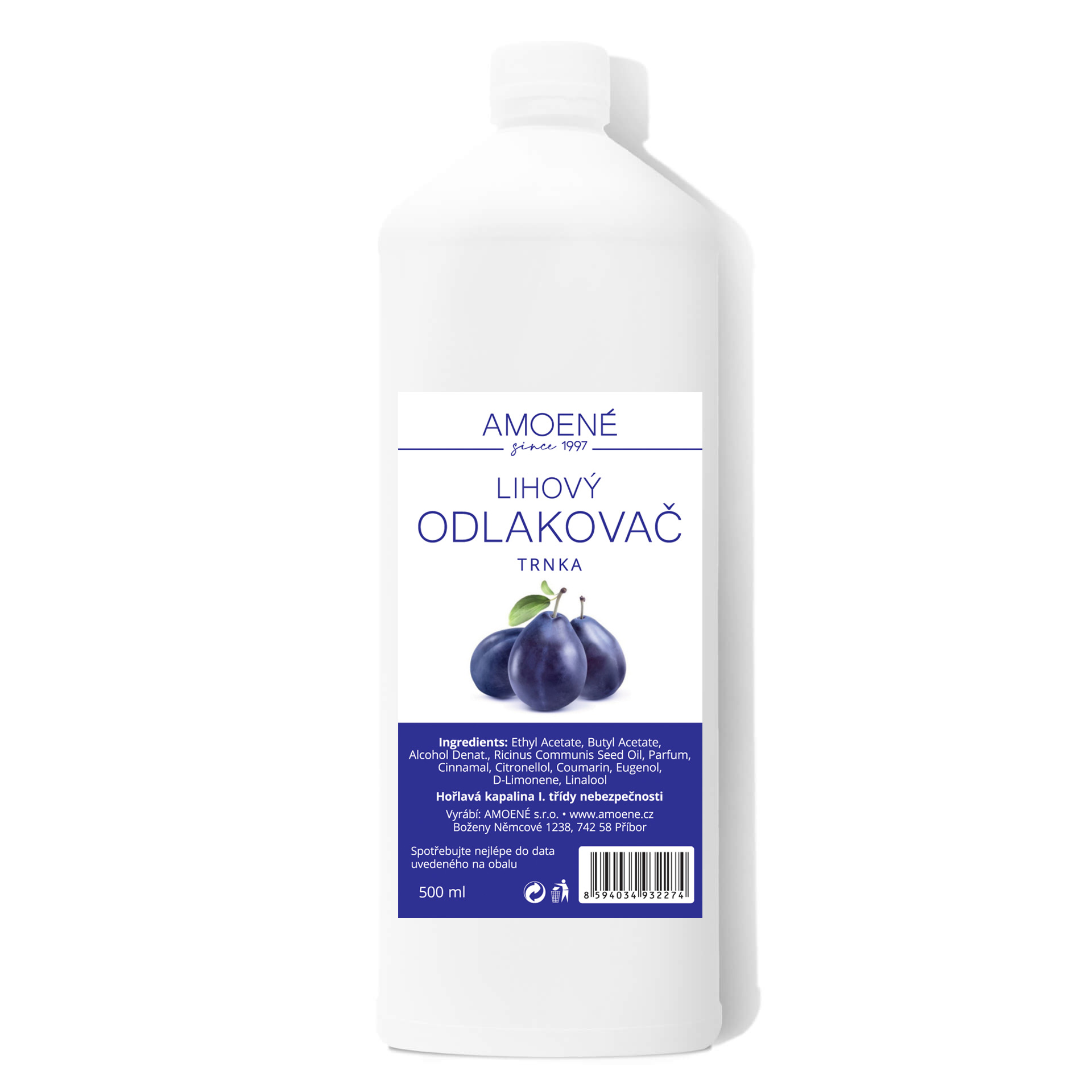 Levně Amoené Odlakovač lihový s vůní trnky 500 ml