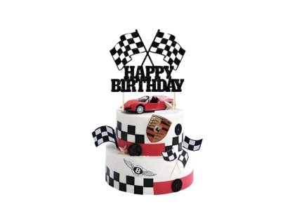 Zápich na dort Happy Birthday pro závodníky 1 ks