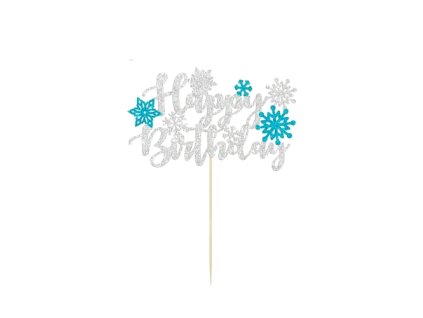 Záich na dort Happy birthday vločky