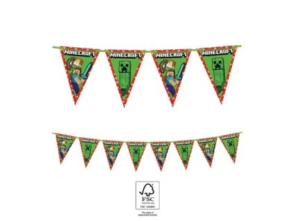Vlaječková girlanda Minecraft 9 vlajek
