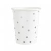bílý papírový kelímek se stříbrnými puntíky 220ml 6ks