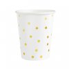 bílý papírový kelémek zlaté puntíky 220ml 6ks