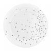 bílý papírový talíř se stříbrnými puntíky 6ks