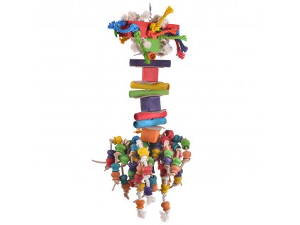 Dřevěná hračka pro velké papoušky Lots of Everything XXL 28 x 12 x 50 cm