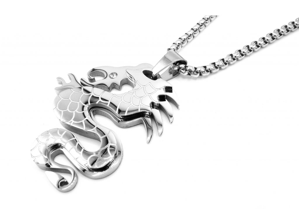 řetízek přívěsek náhrdelník z chirurgické oceli čínský drak