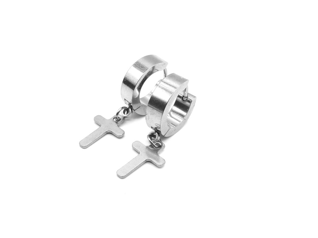 Produkt náušnice chirurgická ocel modrý křížek. Krásné náušnice z chirurgické oceli - kříž, křížek