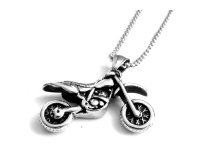 řetízek přívěsek z chirurgické oceli motorka z chirurgické oceli